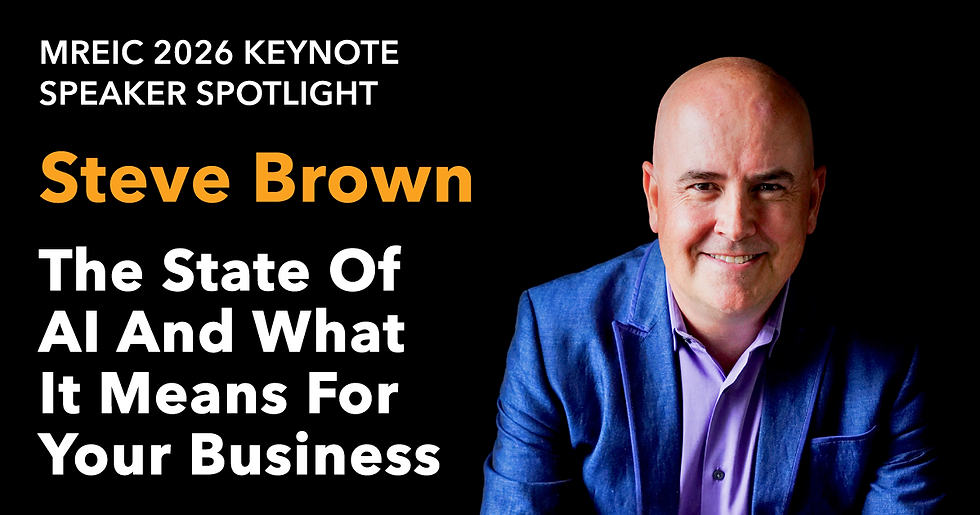 Keynote Preview graphic featuring Steve Brown for MREIC 2026, promoting his Opening Keynote at DeVos Place in Grand Rapids, Michigan.