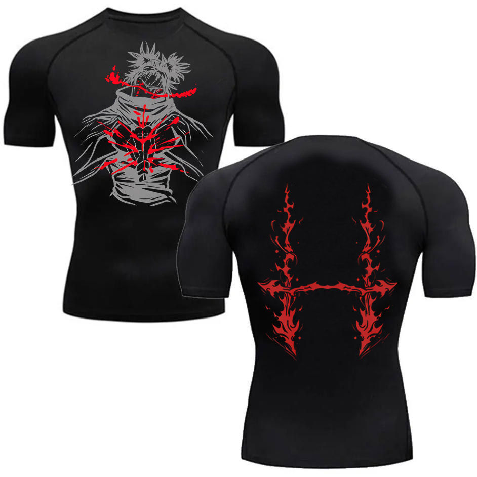 Camiseta de Compressão Masculina de Manga Curta Com Estampas,