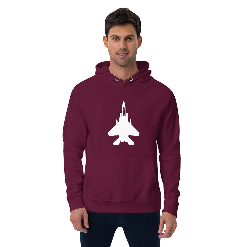 Thumbnail: F-15 Eagle - Unisex Eco Raglan Hoodie (White)