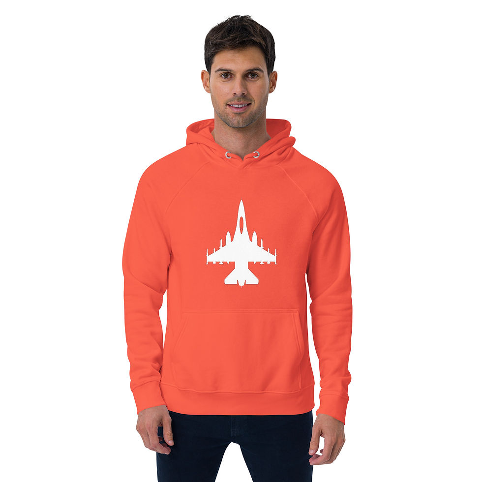 Thumbnail: F-16 Falcon - Unisex Eco Raglan Hoodie (White) 