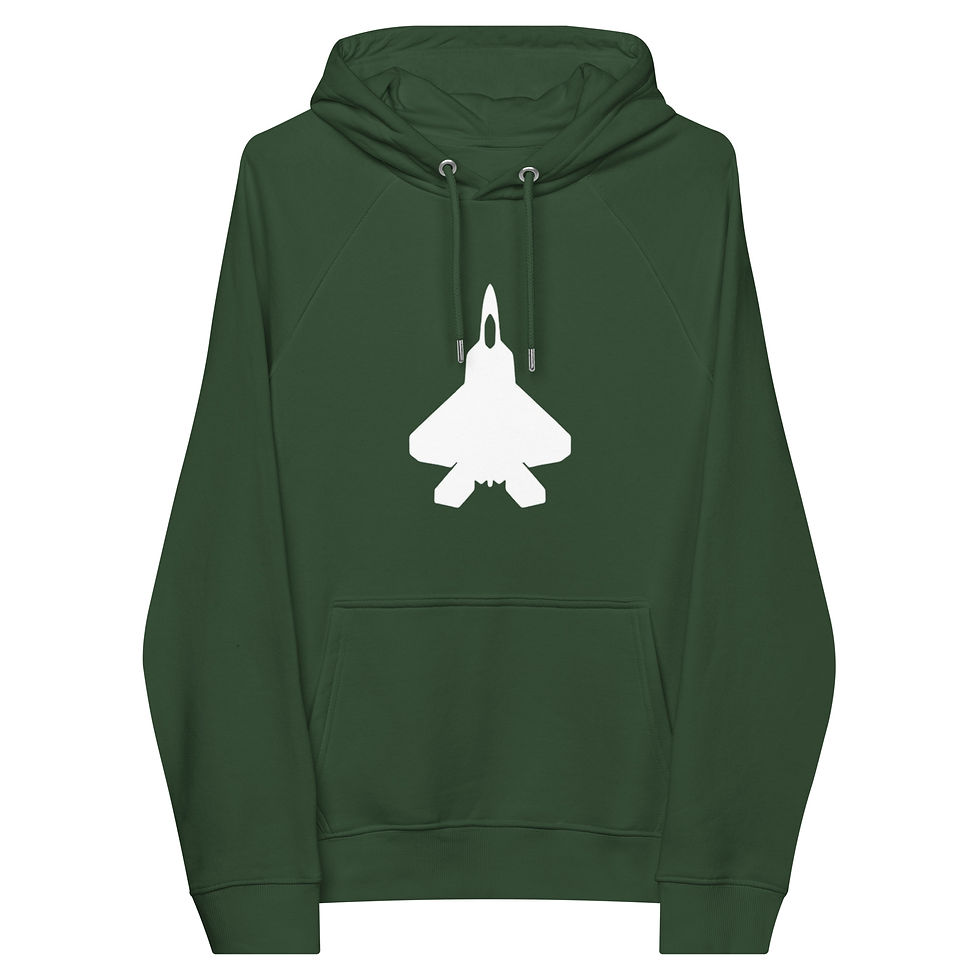 Thumbnail: F-22 Raptor - Unisex Eco Raglan Hoodie (White)