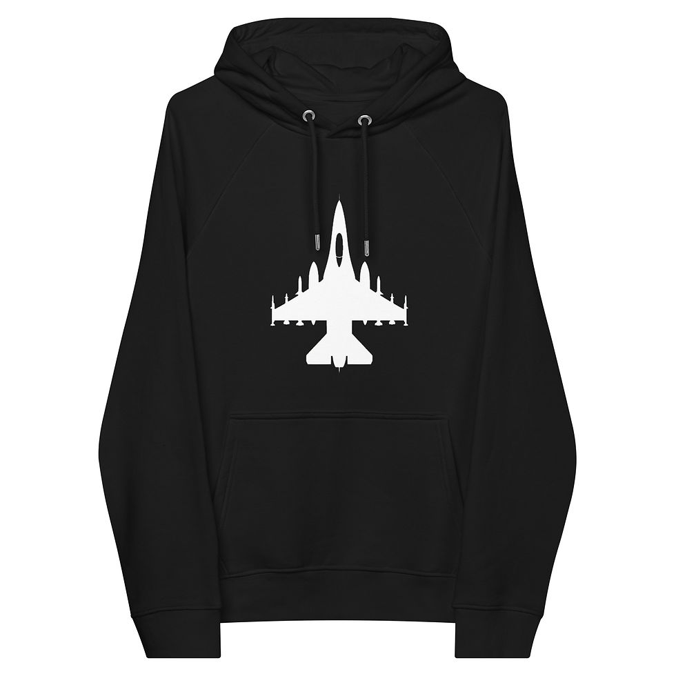 Thumbnail: F-16 Falcon - Unisex Eco Raglan Hoodie (White) 