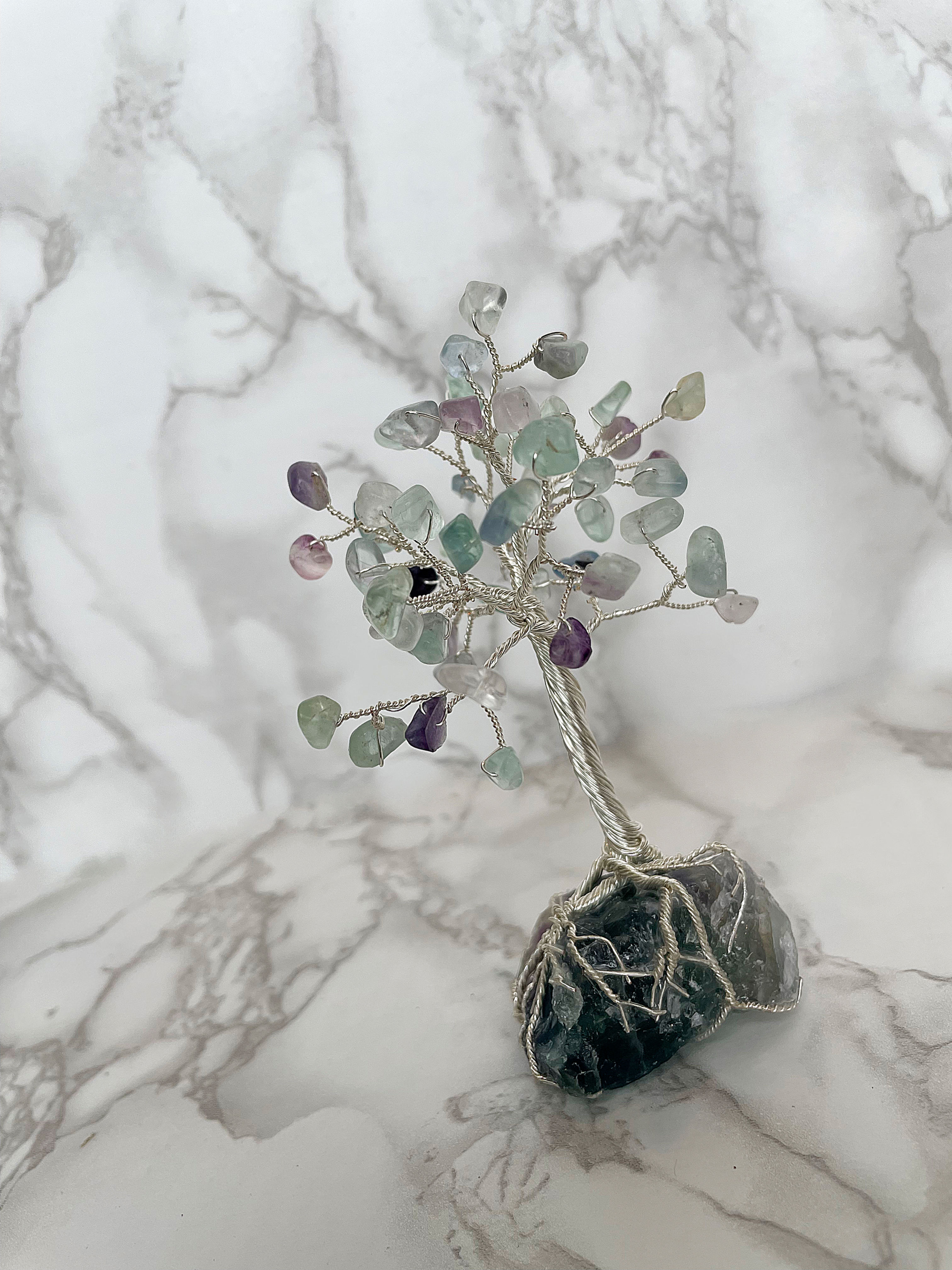 Silver UV Fluorescent Fluorite Wire Tree