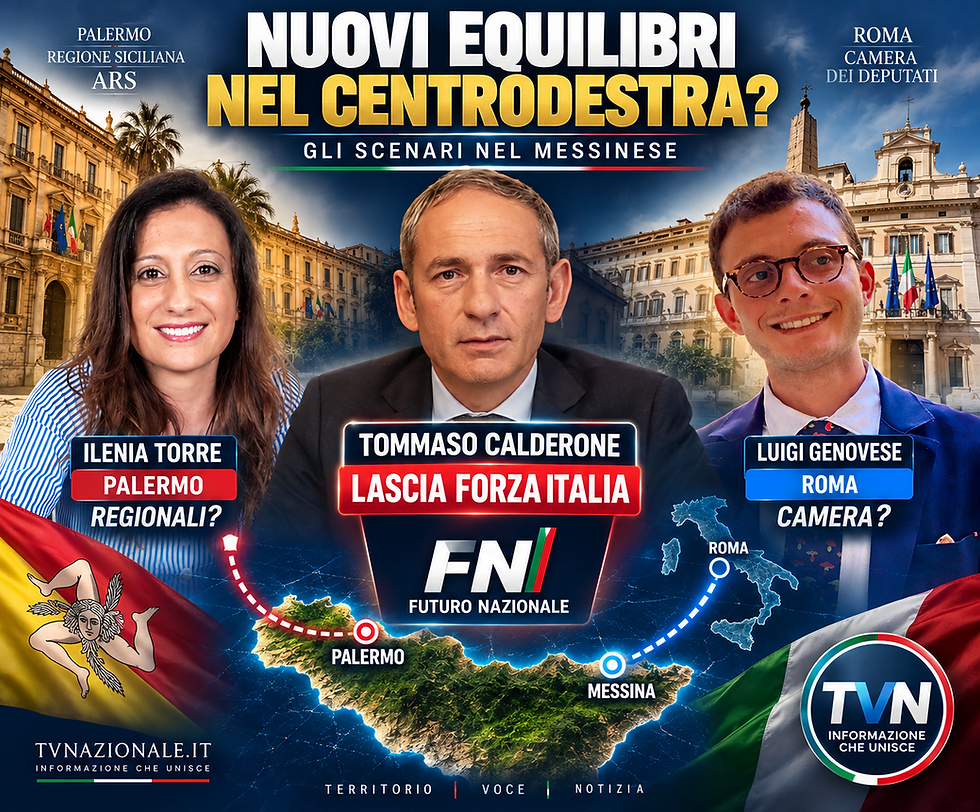 Calderone lascia Forza Italia e passa a Futuro Nazionale. Genovese verso la Camera e Torre verso le Regionali? Gli scenari nel Messinese.
Calderone lascia FI. E adesso? Genovese verso Roma e Torre verso Palermo? Nel centrodestra messinese si aprono nuovi scenari.