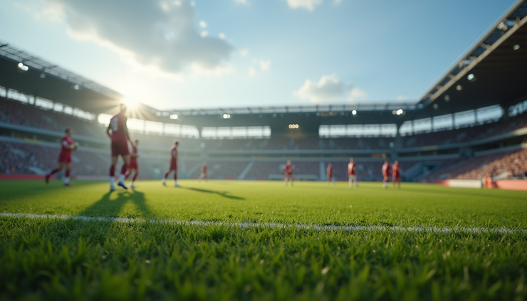 Vista ravvicinata del campo di calcio dello stadio di Como durante una partita