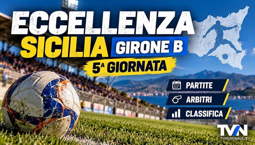Eccellenza Sicilia Girone B: arbitri e partite dell'11 ottobre. Mazzarrone–Nebros, Vittoria–Messina e novità sulle dirette Facebook.
Excerpt Nebros e Messina difendono il primato nella quinta giornata. Tutte le partite, gli arbitri e l'autorizzazione alle dirette Facebook del Mazzarrone.
