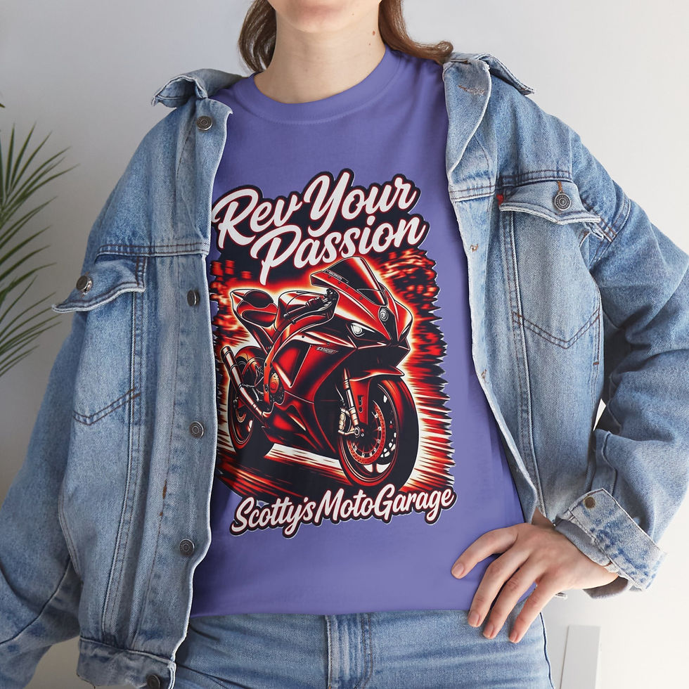 Thumbnail: Rev Your Passion Motorcycle Tee — Scotty's MotoGarage Bike T‑Shirt
