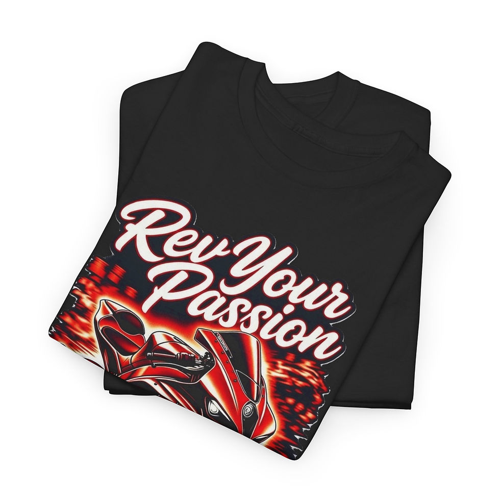 Thumbnail: Rev Your Passion Motorcycle Tee — Scotty's MotoGarage Bike T‑Shirt