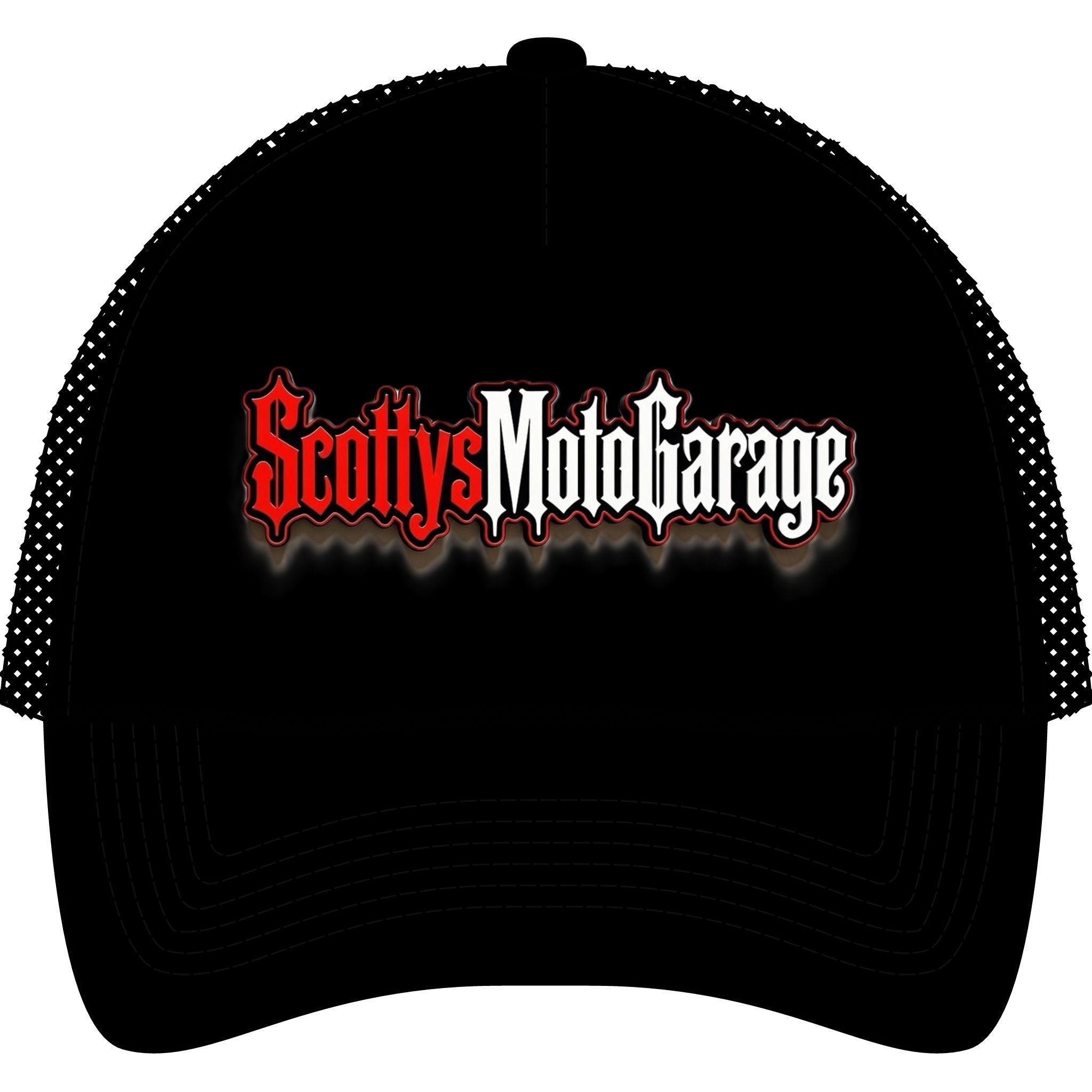 Scotty's Moto Garage Trucker Cap — Retro Motorcycle Mesh Hat