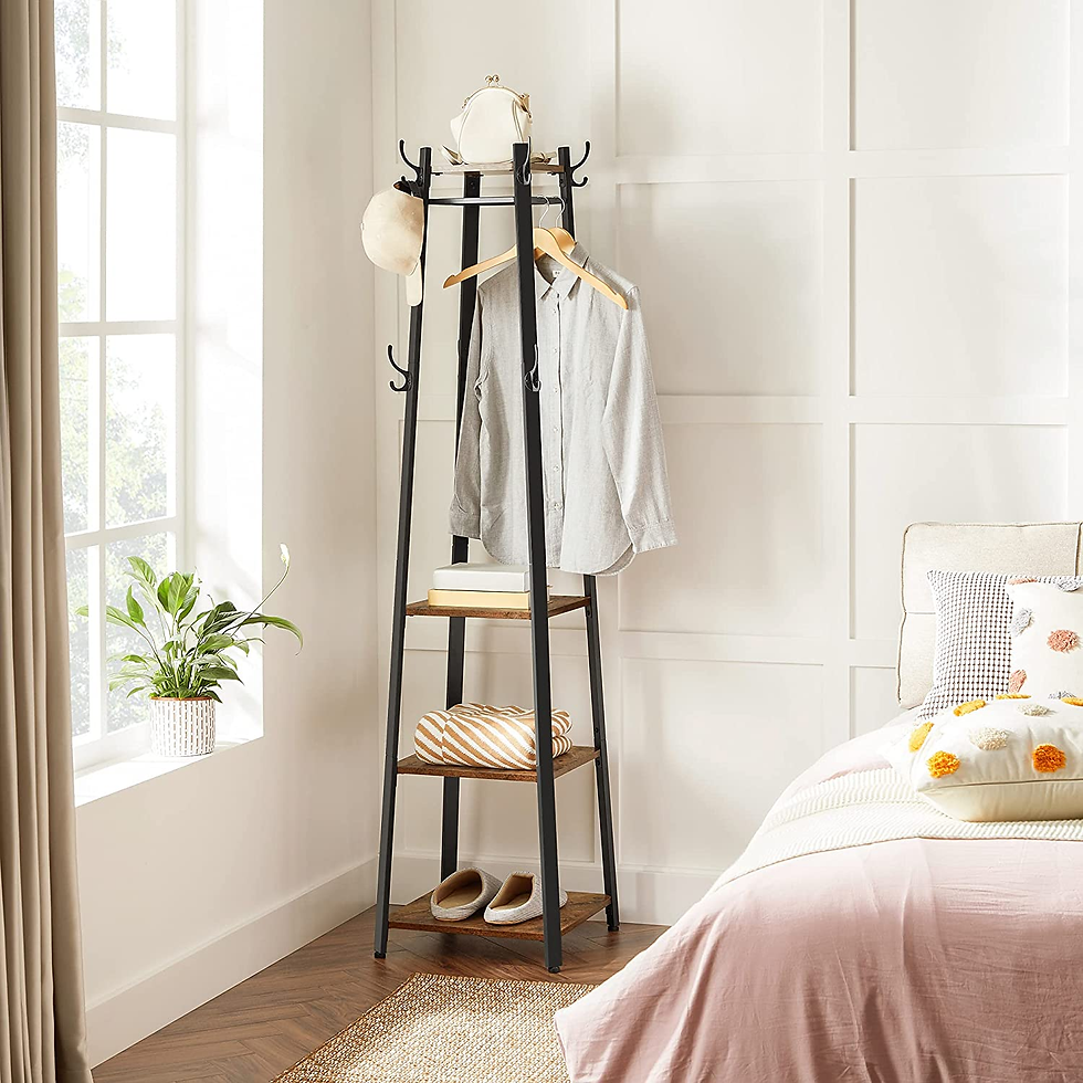 Thumbnail: Coat Rack, Coat Stand with 3 Shelves, Hall Tree Free Standing with Hooks for Sca