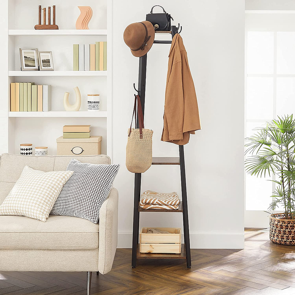 Thumbnail: Coat Rack, Coat Stand with 3 Shelves, Hall Tree Free Standing with Hooks for Sca