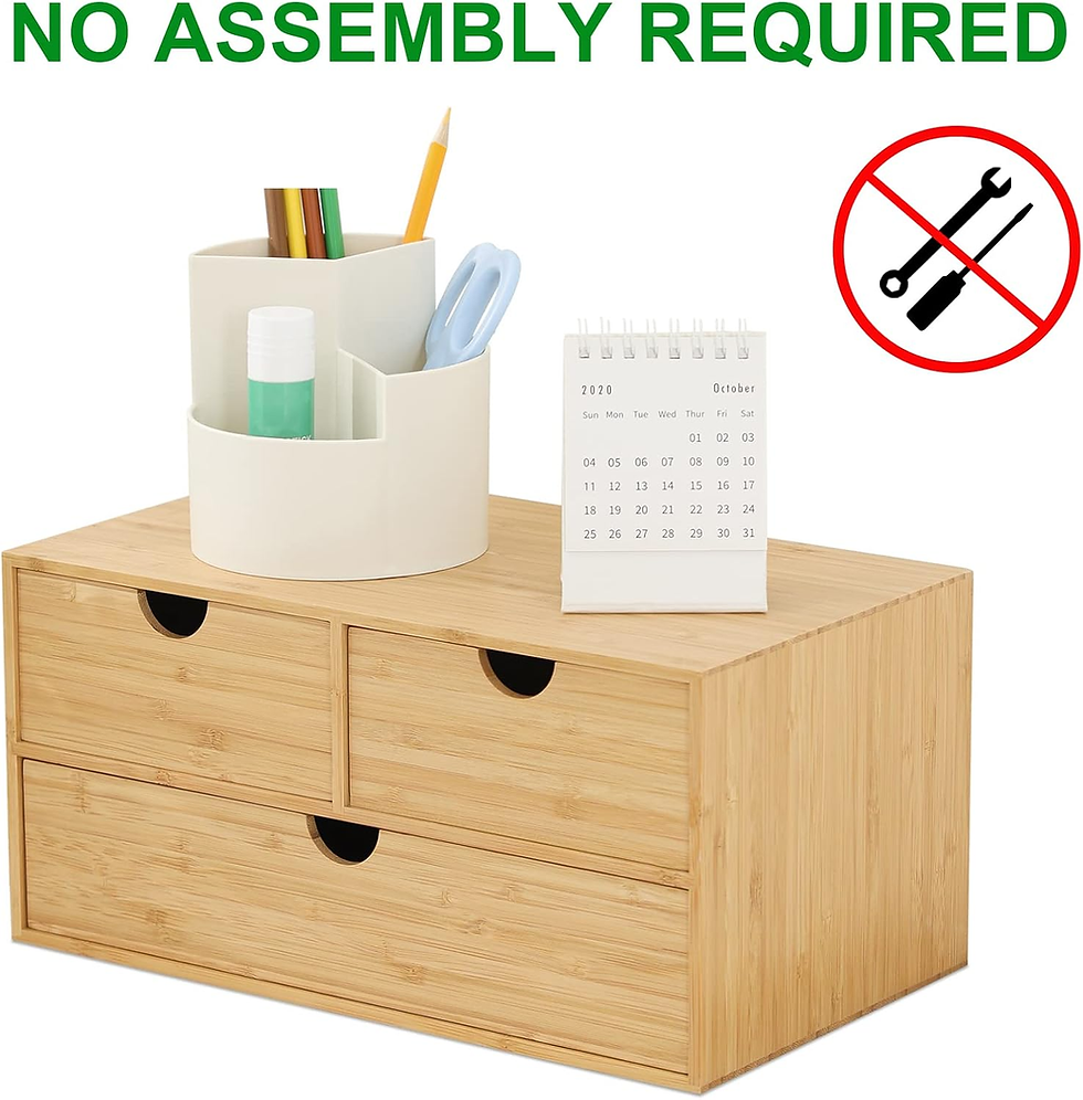 Thumbnail: Bamboo Desk Organizer - Mini Desktop Drawer Tabletop Storage Organization Box fo