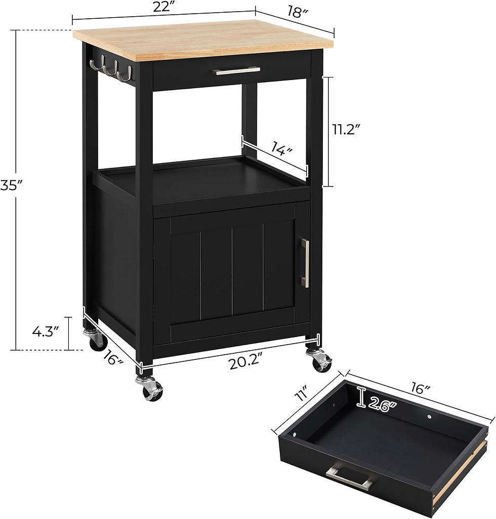 Thumbnail: Kitchen Island Cart with Storage, Rolling Kitchen Island on Wheels with 6 Side H