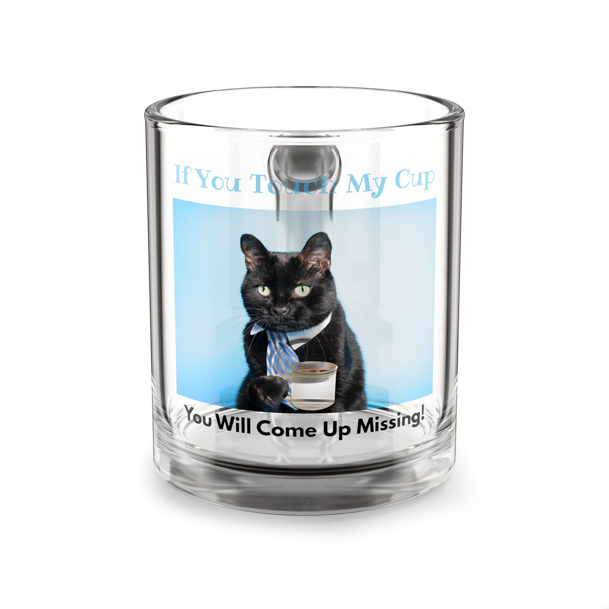Humorous Cat Mug, Glass Coffee Cup for Cat Lovers, Gift for Pet Owners,