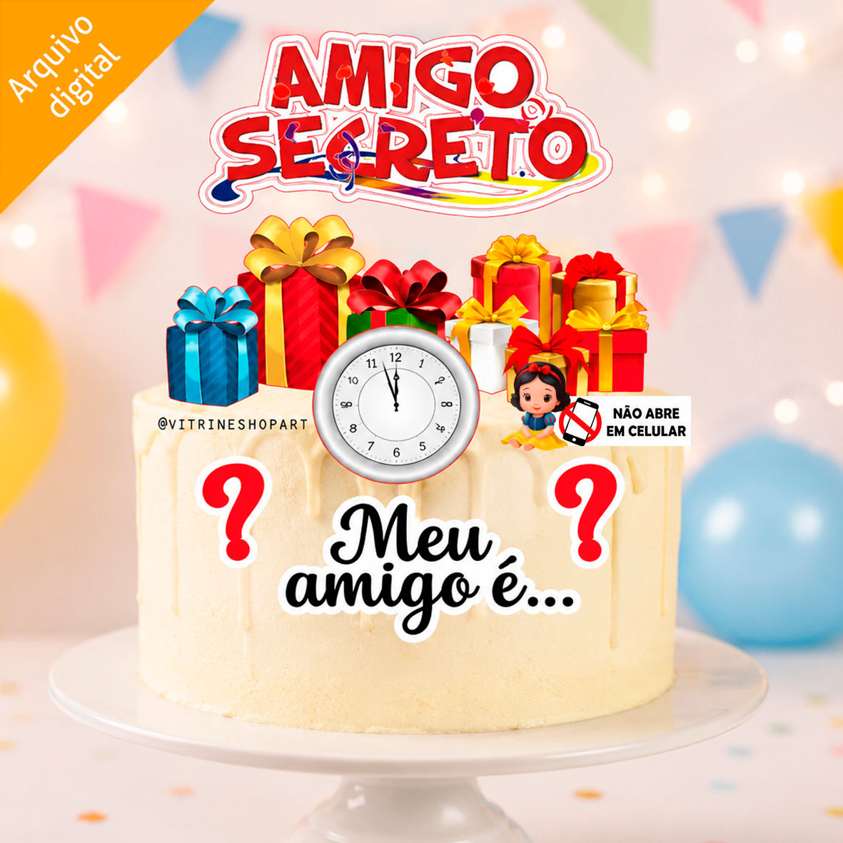 Topo de Bolo Amigo Secreto (Studio)