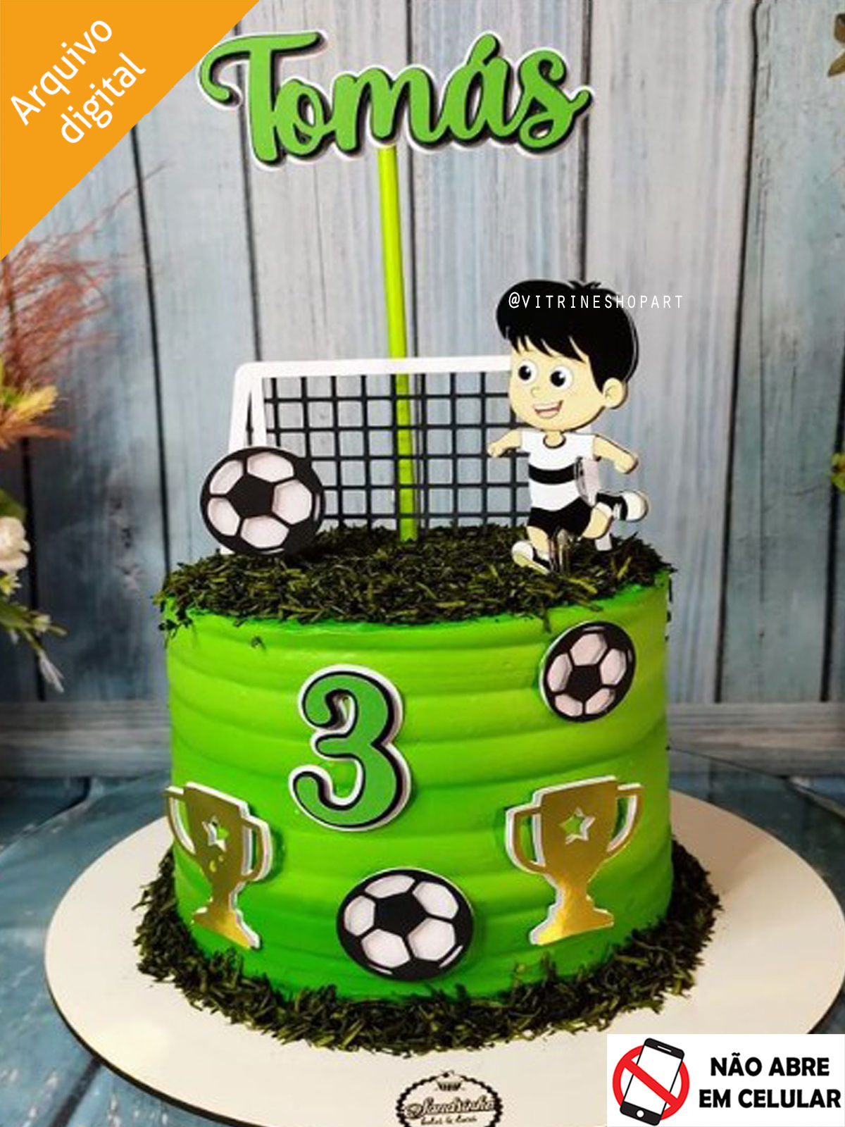 Arquivo de Corte Topo de Bolo Menino Jogador Futebol