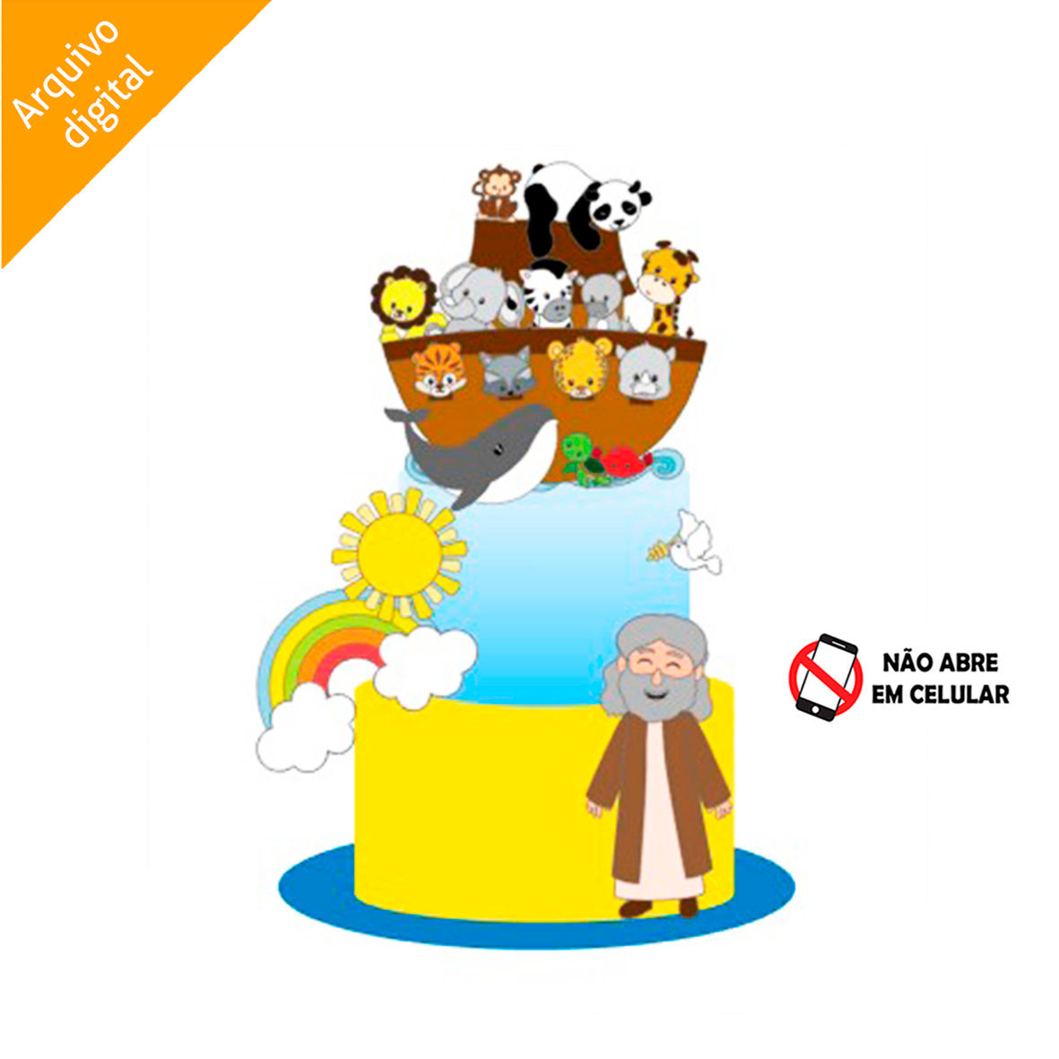 Topo de Bolo Arca de Noé em Camadas (Studio)