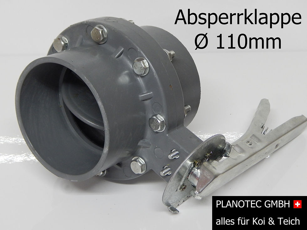 Miniaturbild: PVC Absperrklappe 110 mm Griff Edelstahl silber