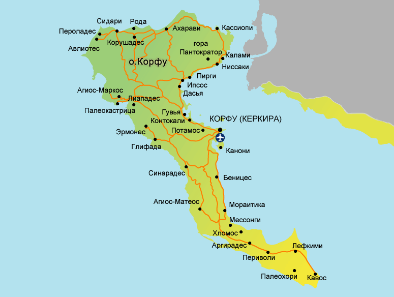 Карта Корфу