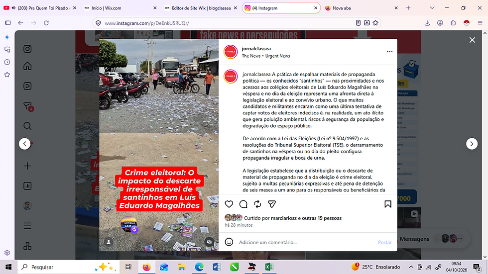 Crime eleitoral: o impacto do descarte irresponsável de santinhos em LEM
