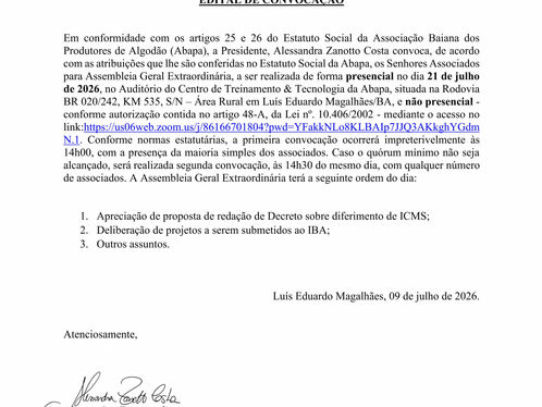 EDITAL DE CONVOCAÇÃO - ASSEMBLEIA GERAL EXTRAORDINÁRIA 