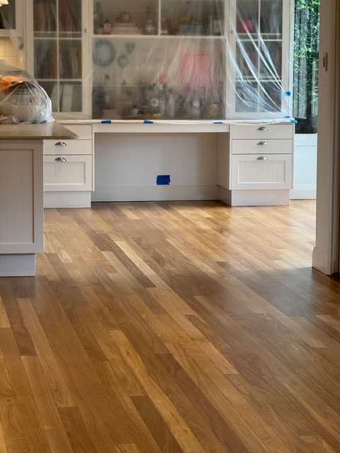 Sand and Polish, finished with satin commercial grade Loba WS 2K Duo.