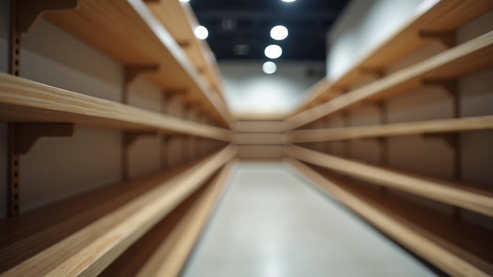 Empty retail shelves representing small business startup costs in New York City.