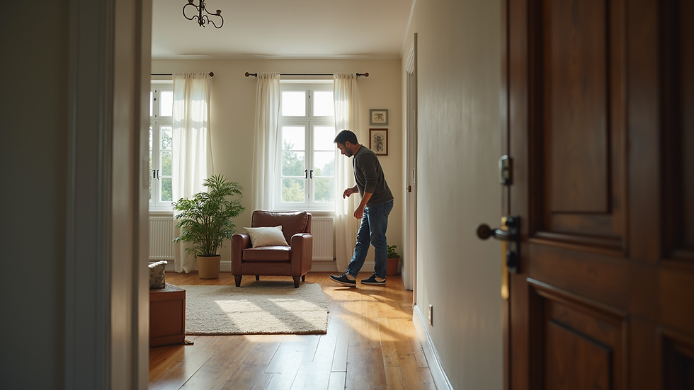 Eye-level view of a house inspection taking place