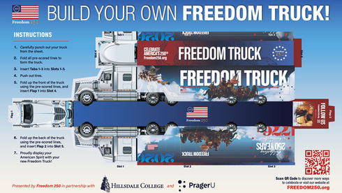 Flat paper truck design with instructions