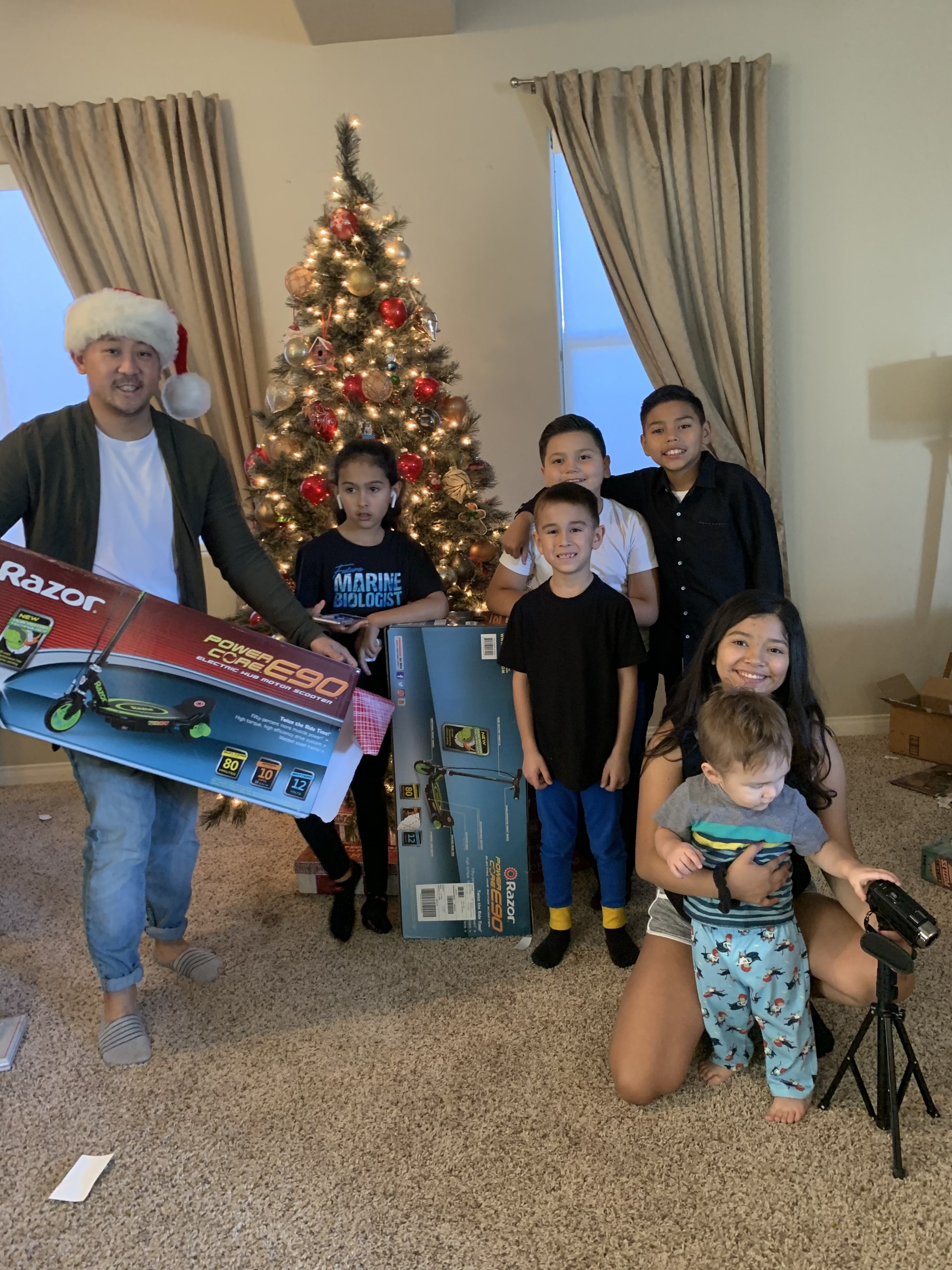 Delivering Isaac's (in white) wish on Christmas da