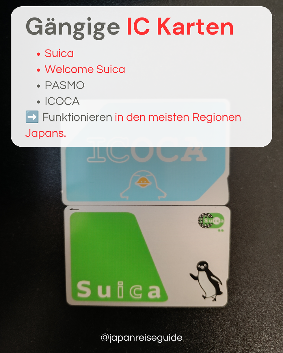 Verschiedene IC Karten in Japan