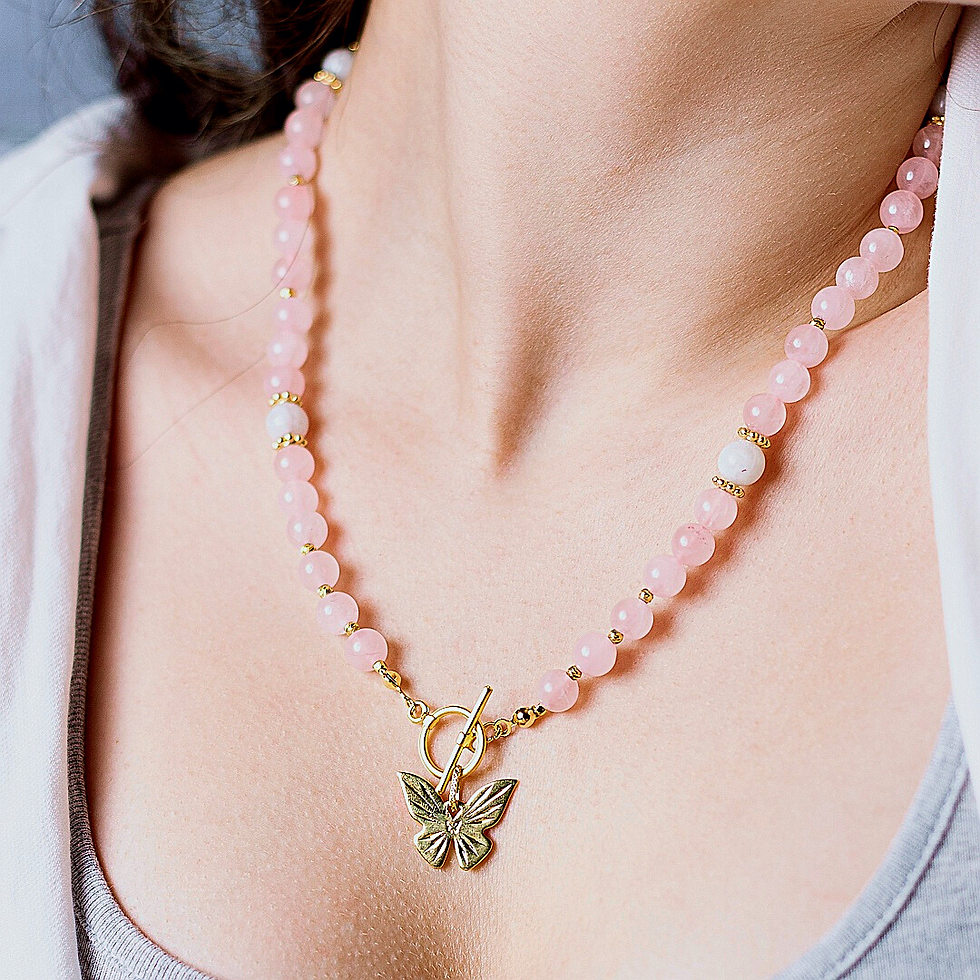 Hemera Kolye I Pembe Kuvars