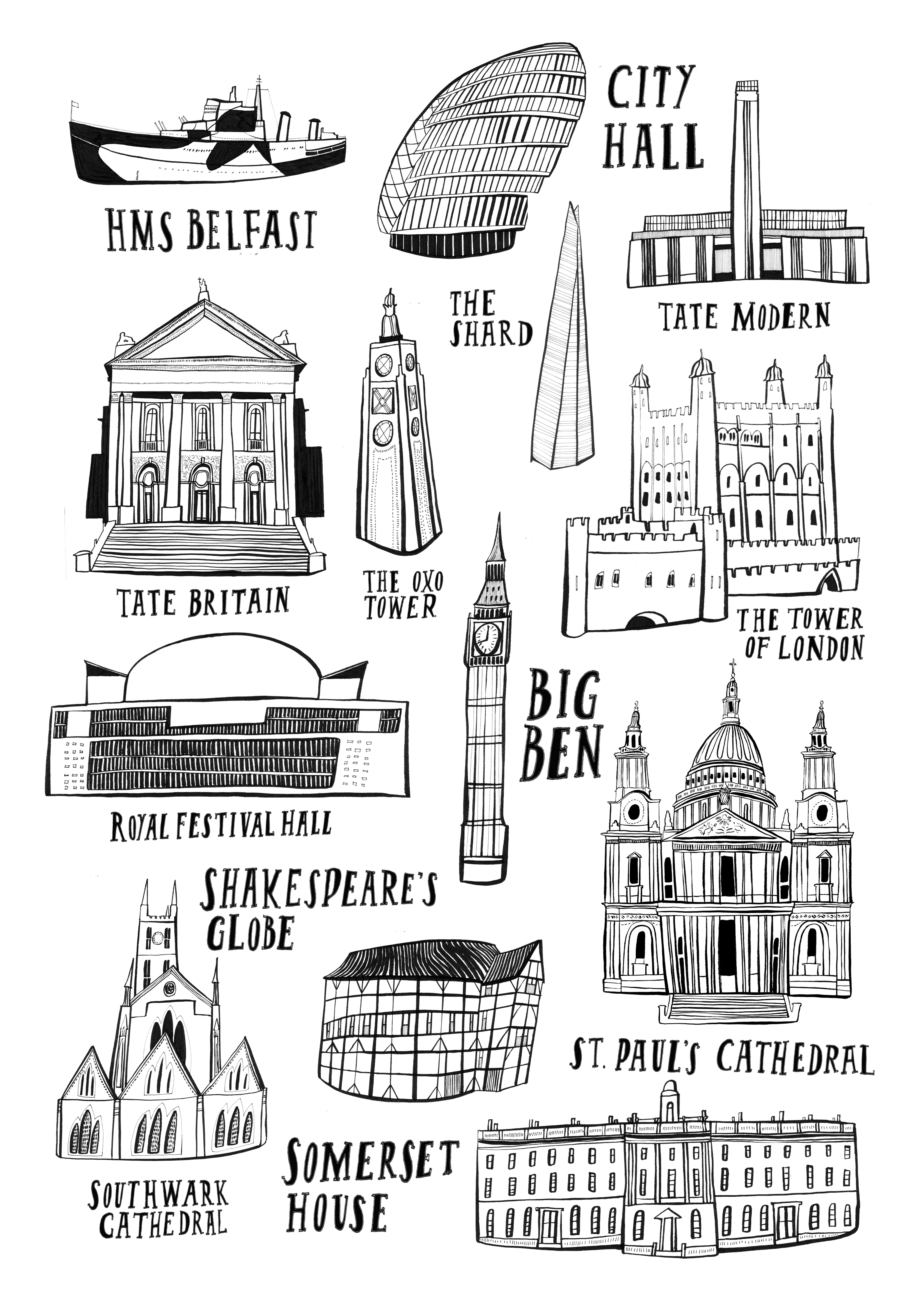 'Landmarks along the River Thames'