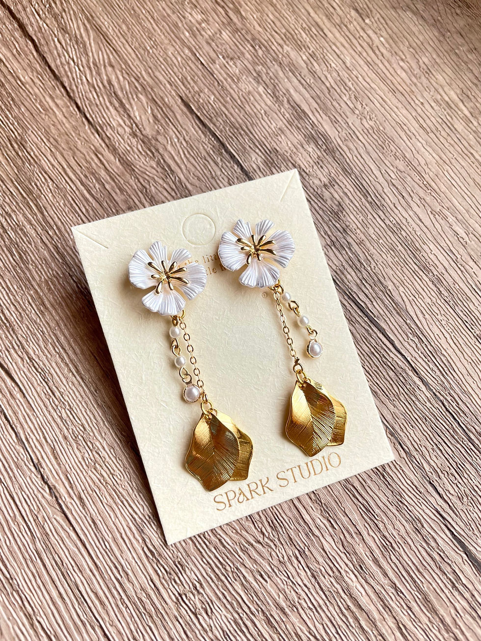 【手工製】Beatrice 花嫁系列|「金葉の響き」耳環