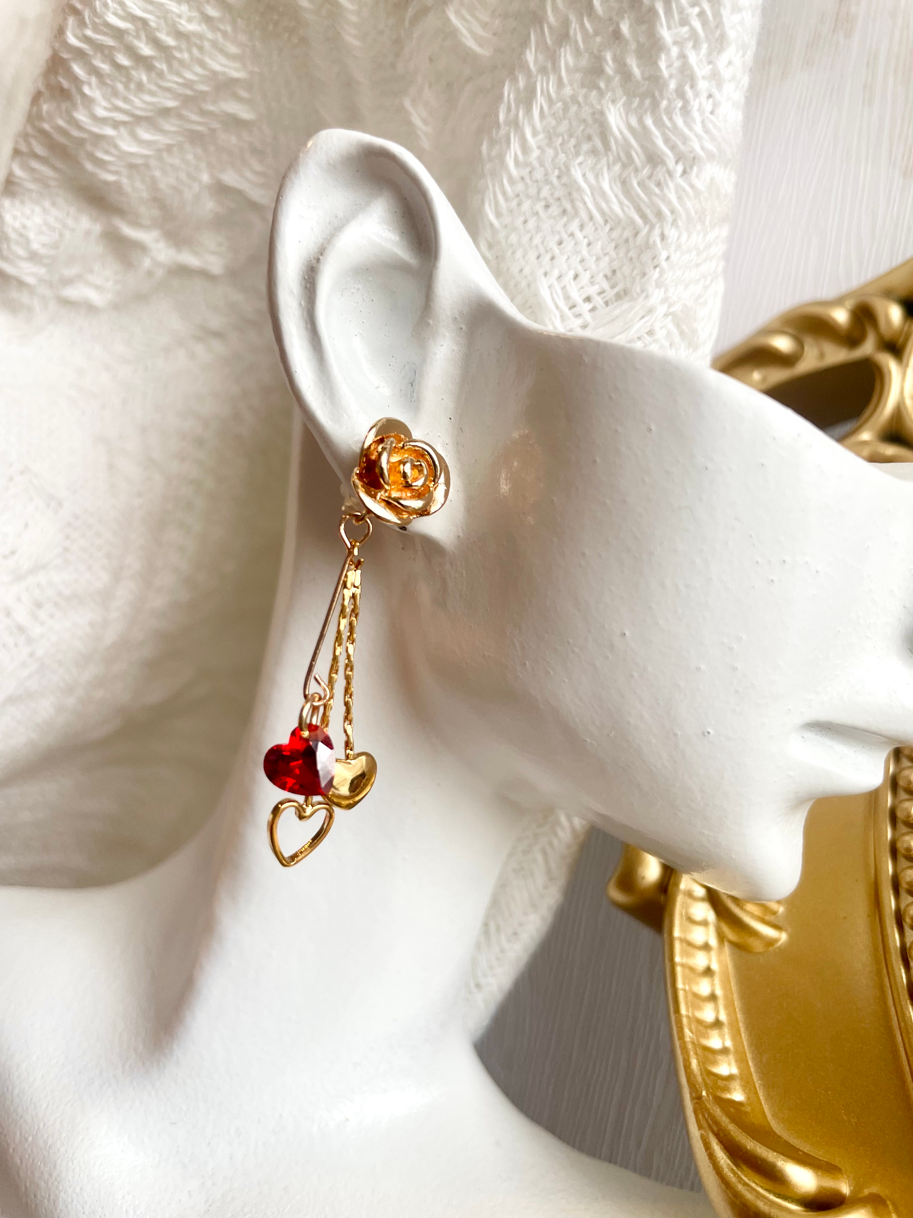 【情人節精選｜手工製】玫瑰心心心耳環