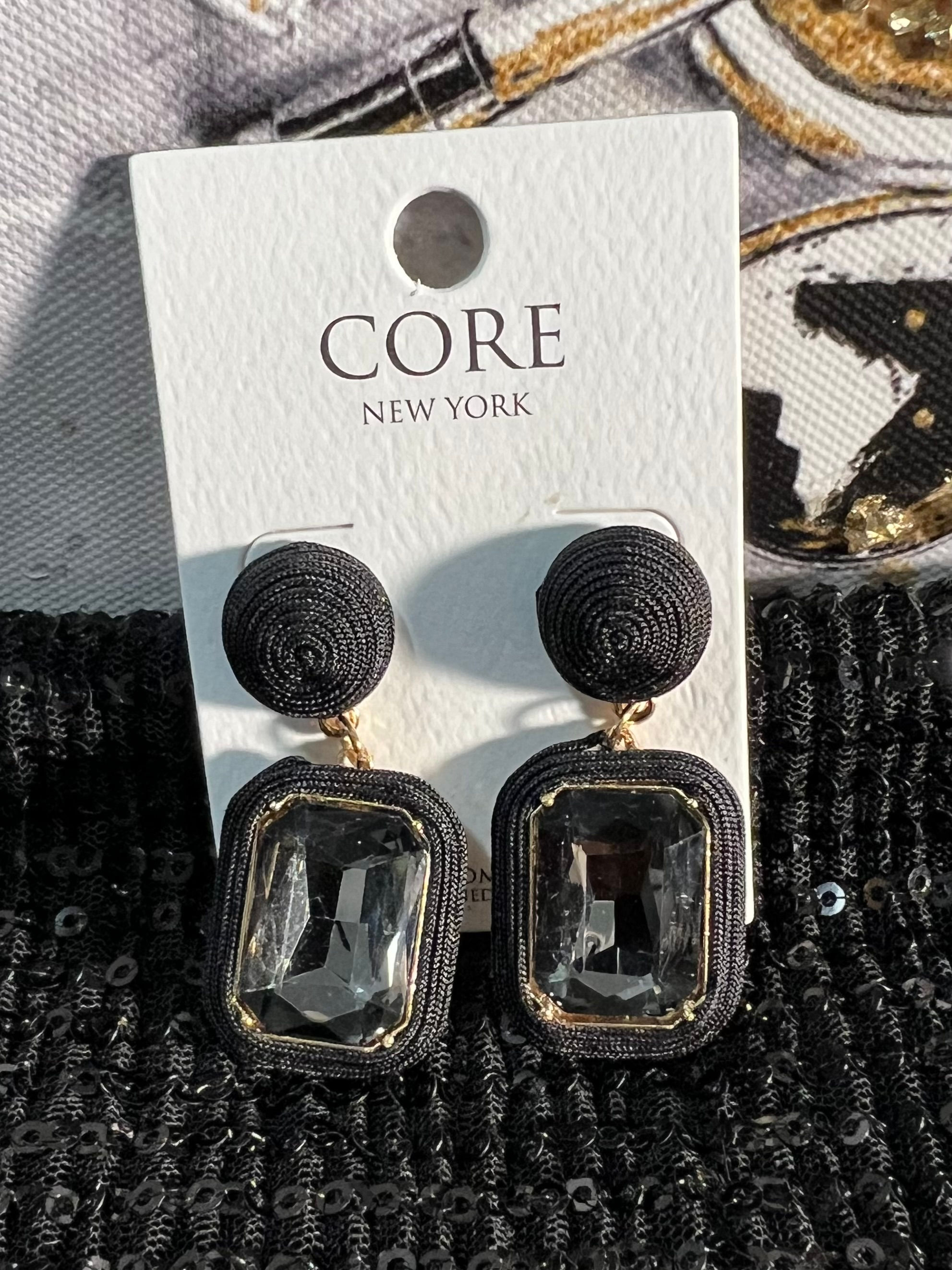 Black Post Stone Earrings
