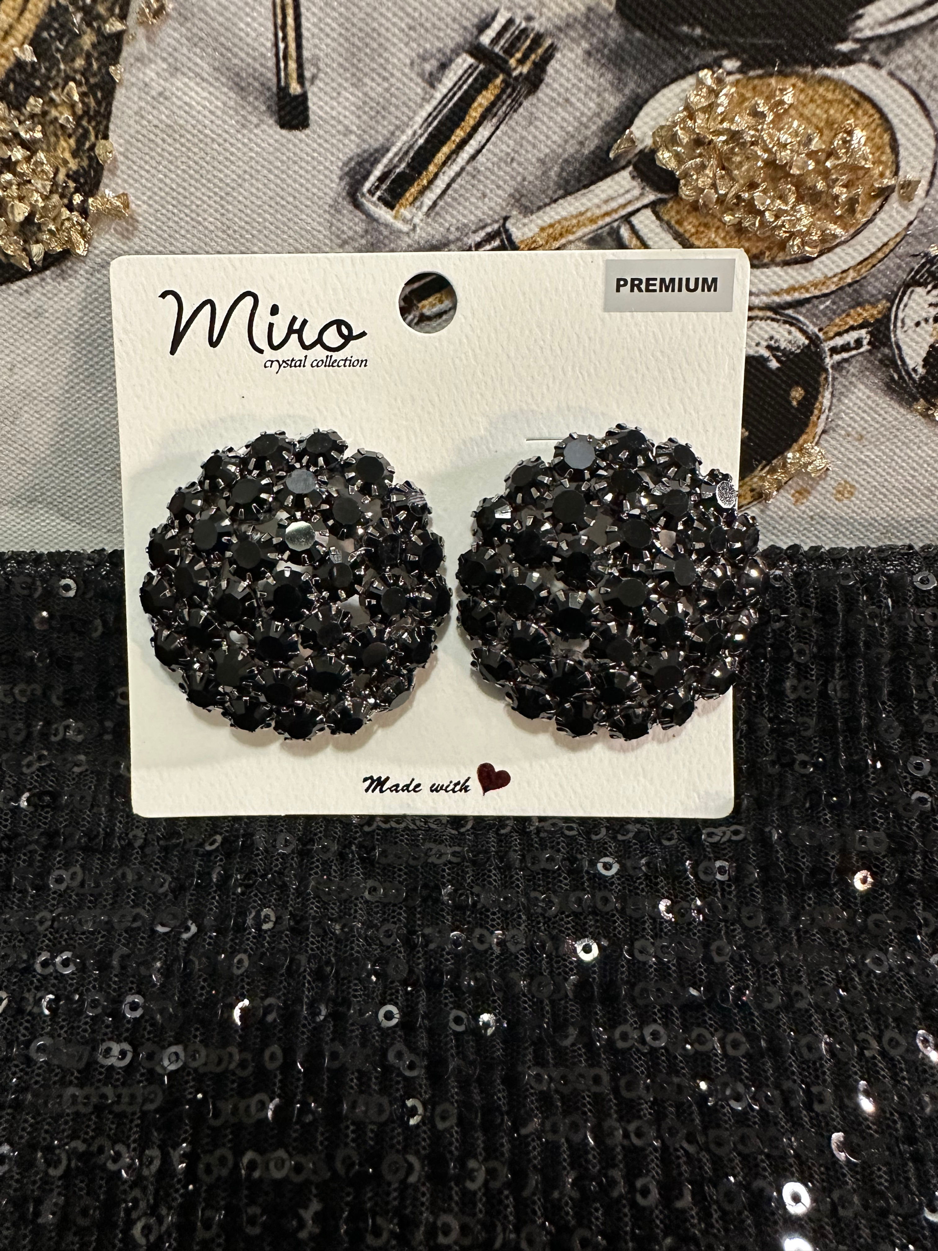 Black Post Earrings 