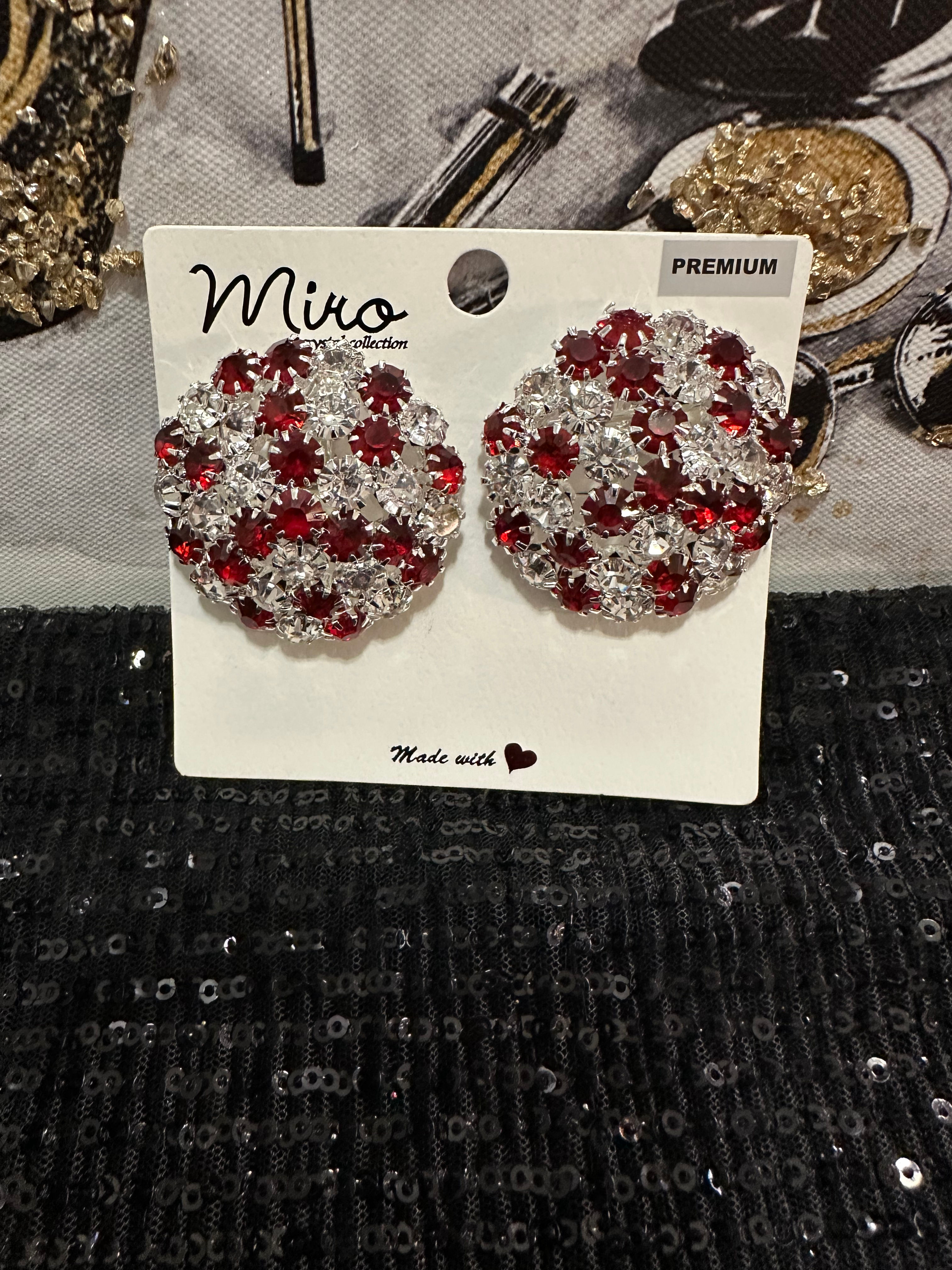 Red & Clear Clip On Earrings 
