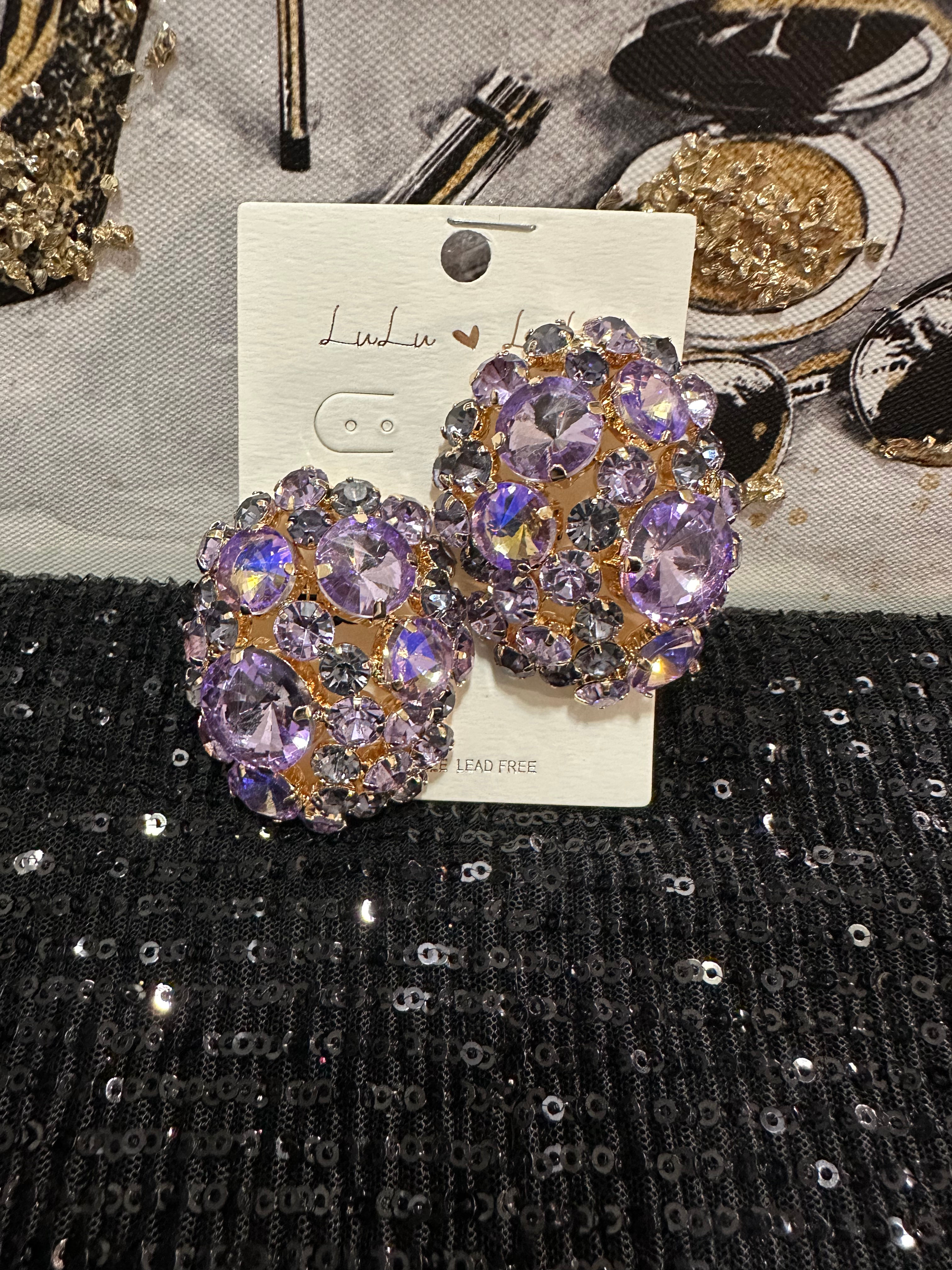 Purple Large Clip On Earrings 