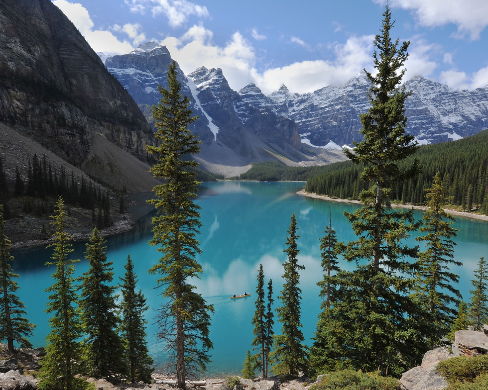 Lake view with the Rocky Mountains in the background at Glacier National Park