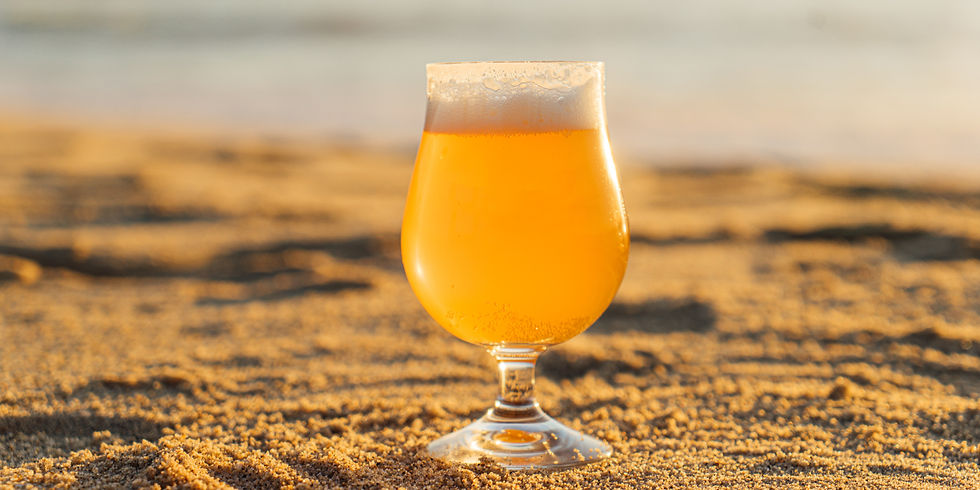 A cold, golden IPA on the sandy shores of Lake Erie