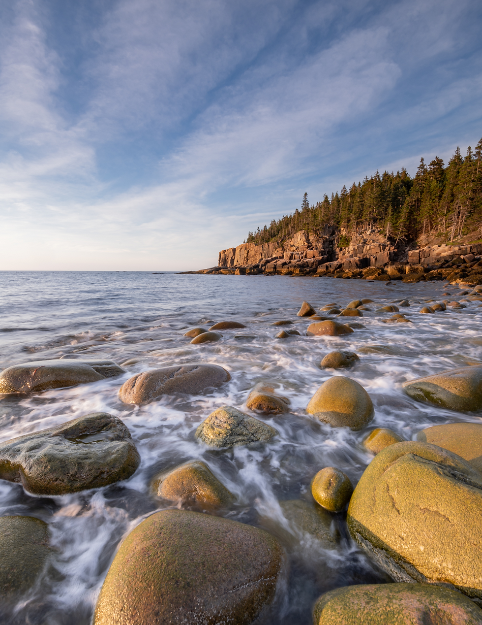 The shoreline meeting a hiking trail in Acadia National Park