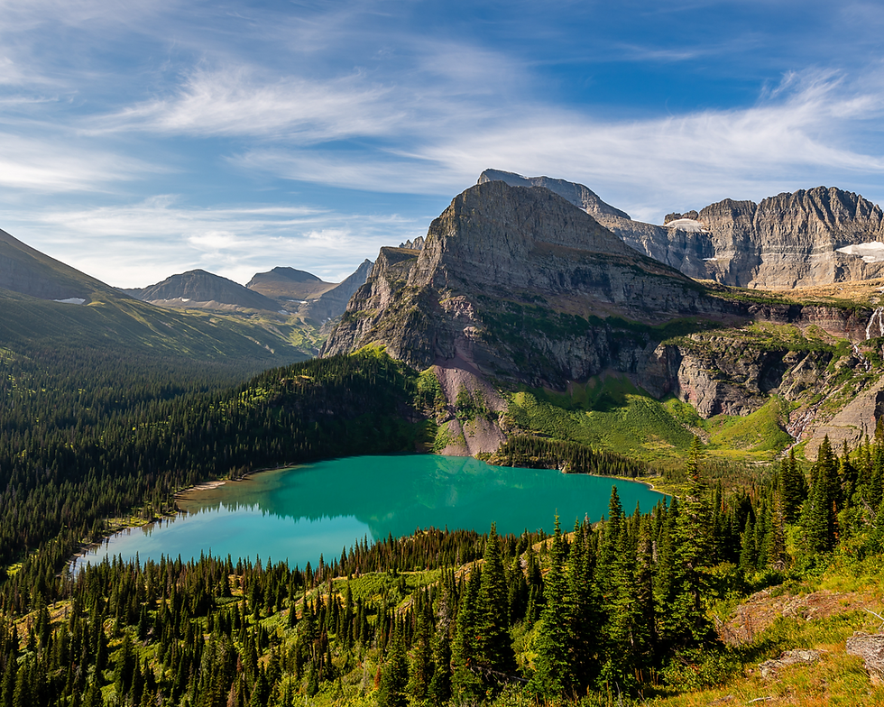 Alpine lake in the the mountains of Glacier National Park