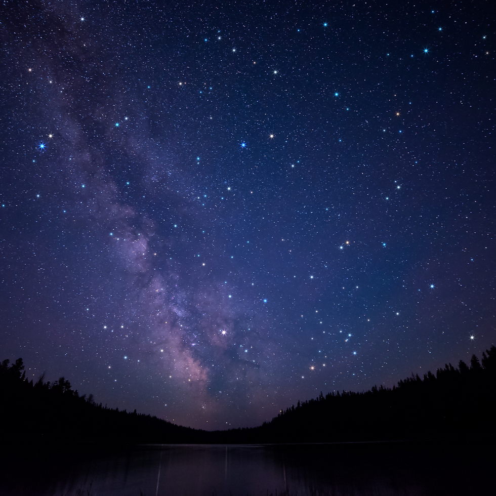 Western sky full of stars with views of the Galaxy over the mountains.