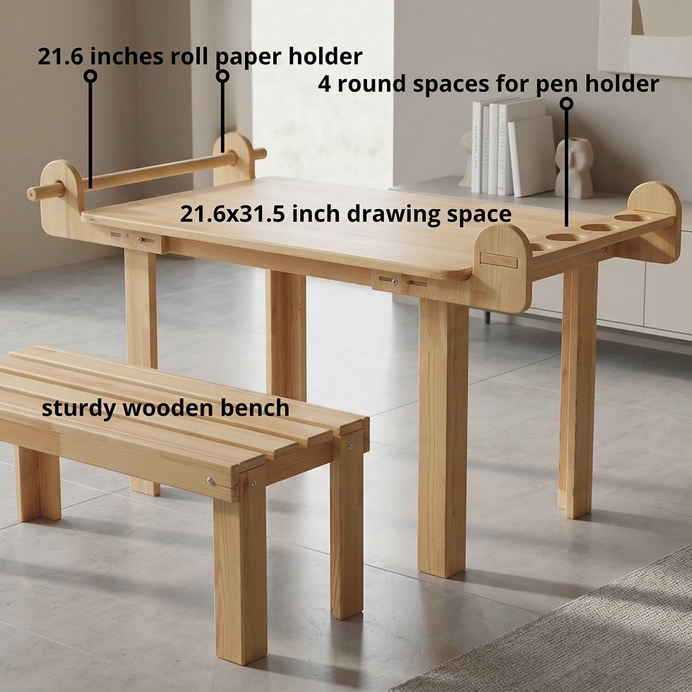Thumbnail: Montessori Inspired Wooden Drawing and Study Table Set for Kids