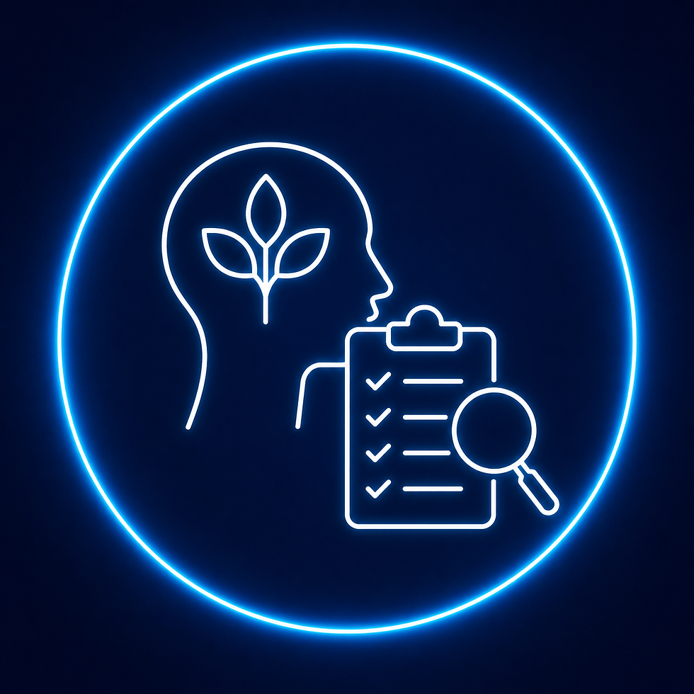 Icon of a head with a plant inside next to a checklist.