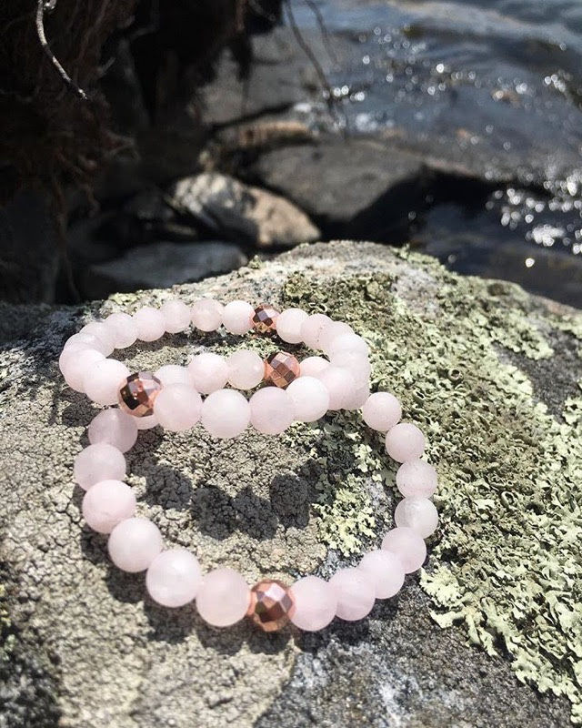 Frosted Rose Quartz | Rose Gold Hematite