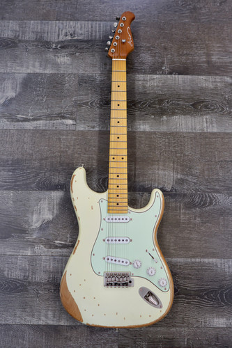 ★☆OlympicWhite Relic MultilayerStrato☆★ AIO S3 Electric Guitar - Relic Olympic White (Maple Fingerboard