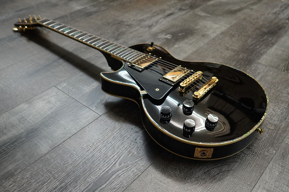 Thumbnail: AIO SC77 Left-Handed Electric Guitar - Solid Black - Abalone Inlay