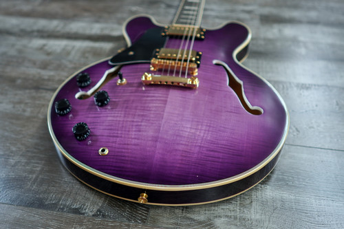 AIO SH-335 Left Handed Semi-Hollow Electric Guitar - Purple Burst